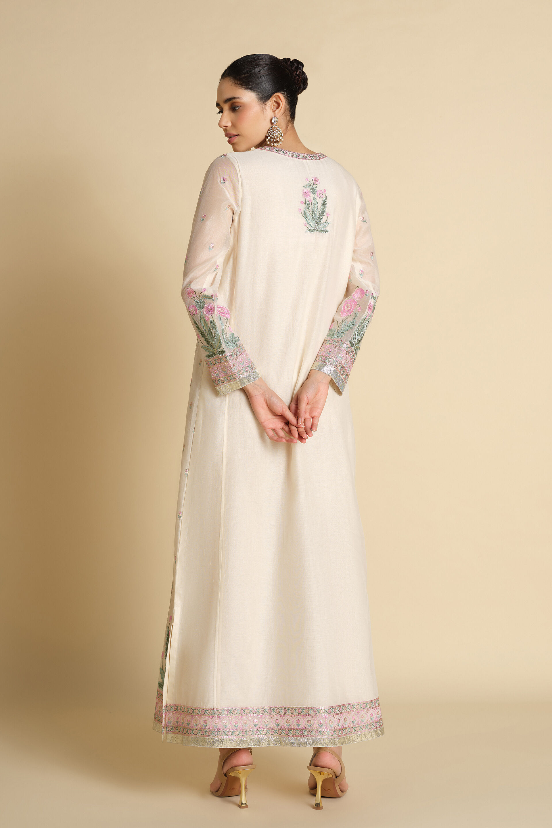 Libna Embroidered Mul Kaftan - White, Multi, image 2